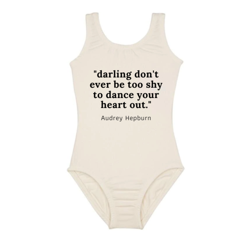 Baby Toddler ages 4-7 girl Cream/Black Dance Collection short sleeves bodysuit Leotard Dance Outfit Trendy Stylish Comfortable Washable Stretchy Kids Glamour Girl Boutique Style Unique Clothing; "Darling Don't Ever be to shy to Dance Your Heart Out" Ballet Bodysuit/Leotard for Baby Toddler ages 4-7 Girl Cream/Black Dance Collection Sleeveless Bodysuit Audrey Hepburn