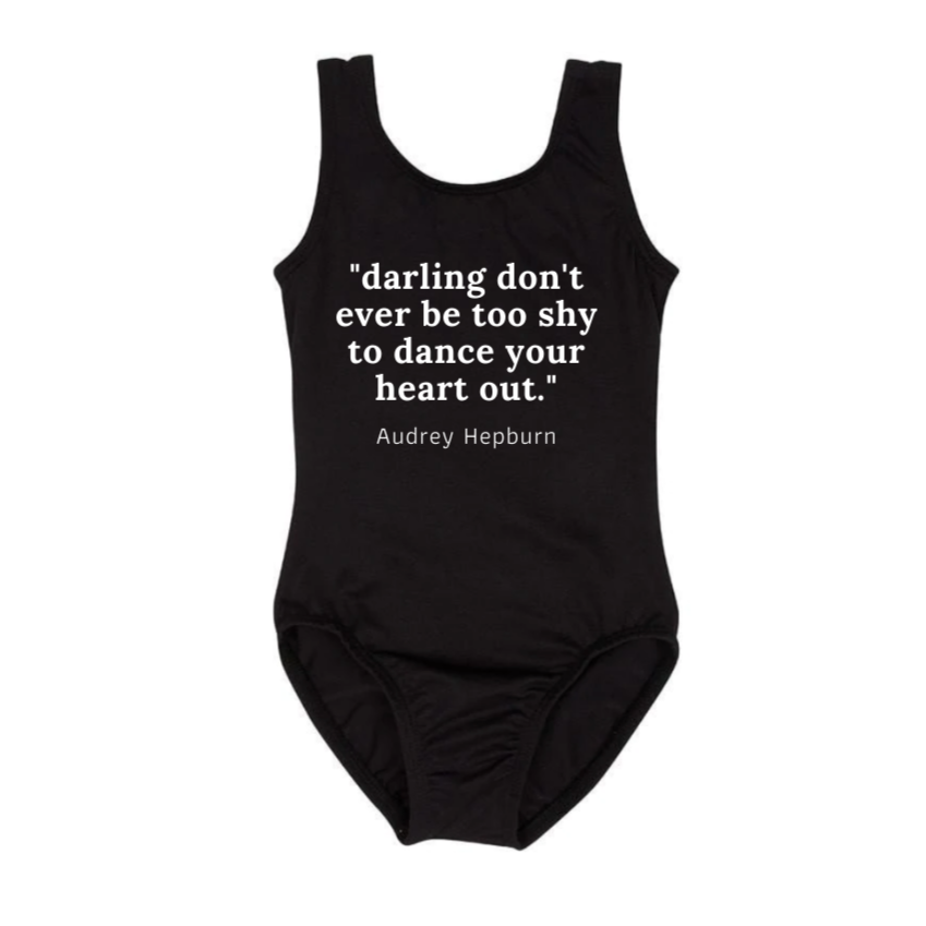 Baby Toddler ages 4-7 girl Black/White Dance Collection short sleeves bodysuit Leotard Dance Outfit Trendy Stylish Comfortable Washable Stretchy Kids Glamour Girl Boutique Style Unique Clothing; "Darling Don't Ever be to shy to Dance Your Heart Out" Ballet Bodysuit/Leotard for Baby Toddler ages 4-7 Girl Black Dance Collection Sleeveless Bodysuit Audrey Hepburn 