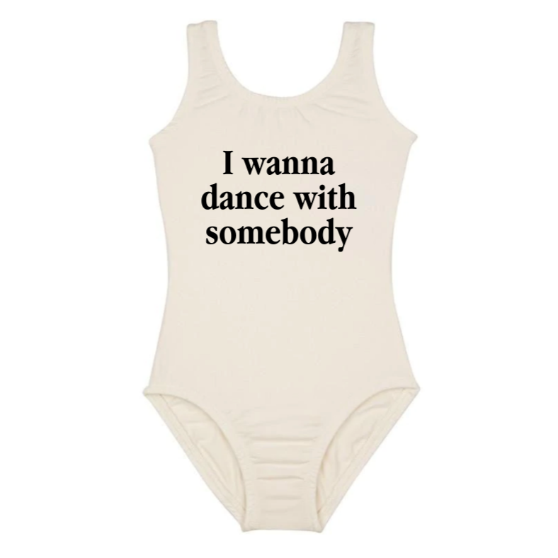 "I Wanna Dance With Somebody" Baby Toddler ages 4-7 girl Black/Cream/Pink Dance Collection Short Sleeves/Sleeveless bodysuit Leotard Dance Outfit Trendy Stylish Comfortable Washable Stretchy Kids Glamour Girl Boutique Style Unique Clothing; "I Wanna Dance With Somebody" Whitney Houston Pop Culture Reference Ballet Bodysuit/Leotard for Baby Toddler ages 4-7 Girl Black/Pink/Cream Dance Collection Short Sleeves/Sleeveless Bodysuit Ballet