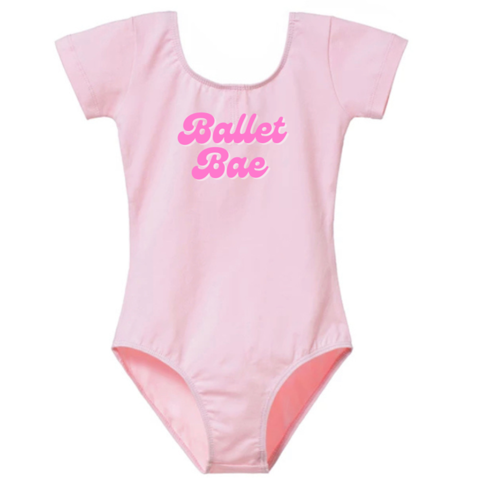 Leotard Dance Outfit Trendy Stylish Comfortable Washable Stretchy Kids Glamour Girl Boutique Style Unique Clothing; Ballet Bae Leotard for Baby Toddler ages 4-7 Girl Pink Dance Collection Short Sleeves Bodysuit  