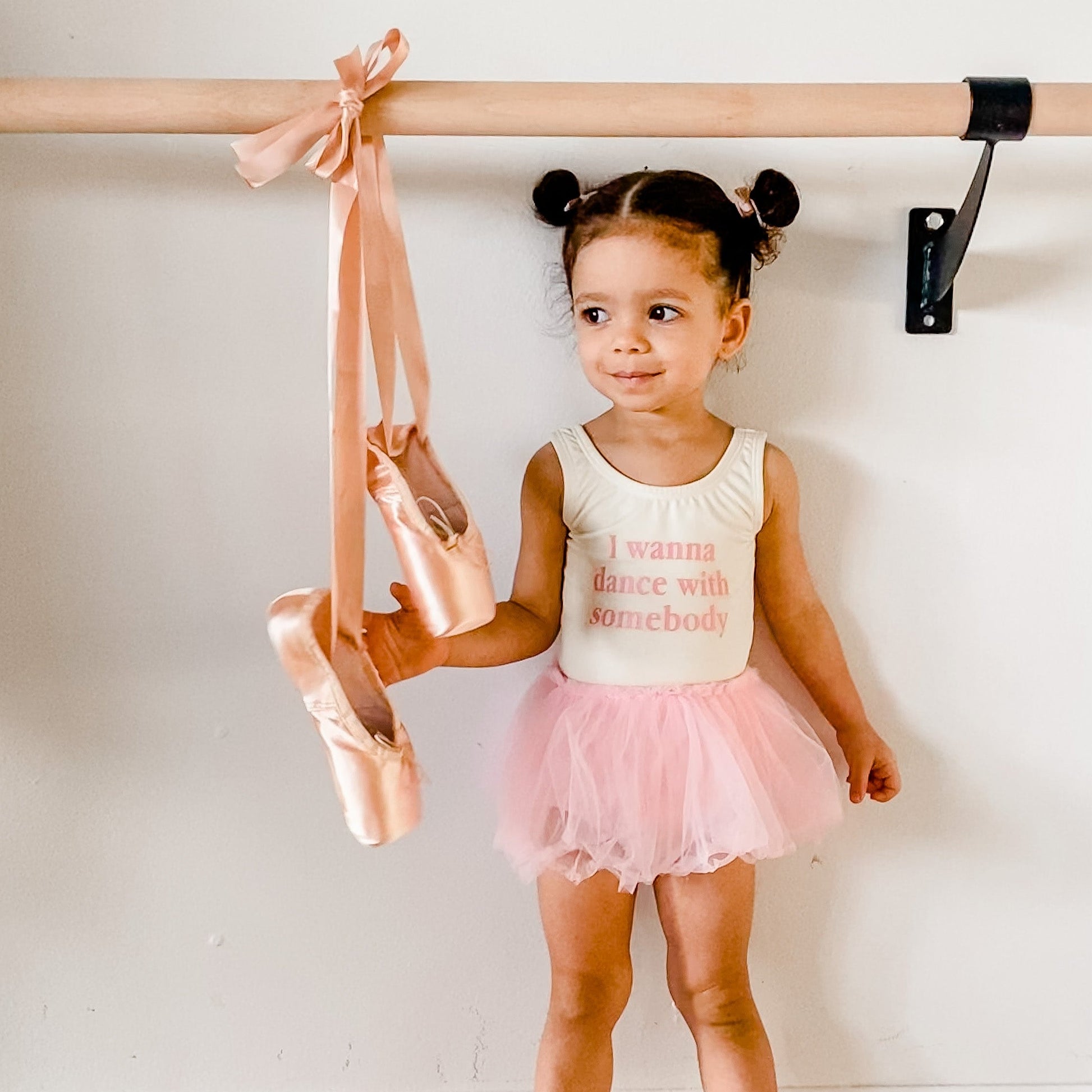 "I Wanna Dance With Somebody" Baby Toddler ages 4-7 girl Black/Cream/Pink Dance Collection Short Sleeves/Sleeveless bodysuit Leotard Dance Outfit Trendy Stylish Comfortable Washable Stretchy Kids Glamour Girl Boutique Style Unique Clothing; "I Wanna Dance With Somebody" Whitney Houston Pop Culture Reference Ballet Bodysuit/Leotard for Baby Toddler ages 4-7 Girl Black/Pink/Cream Dance Collection Short Sleeves/Sleeveless Bodysuit Ballet