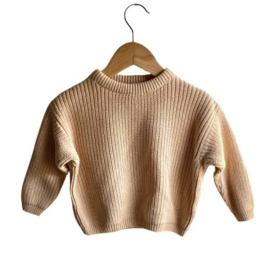 beige kids ribbed sweater for baby and toddler girls
