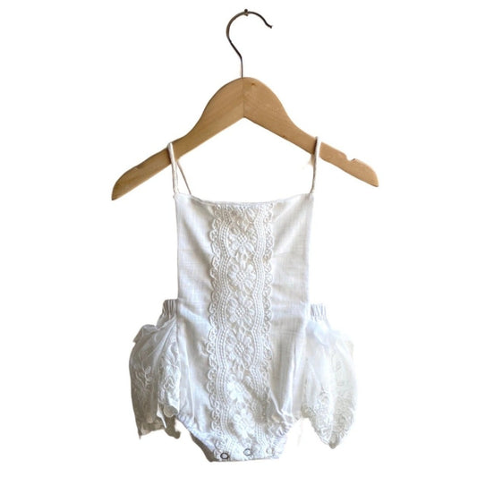 white lace baby girl toddler romper playsuit onesie boho bohemian